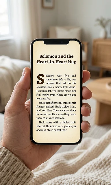 Reading story on phone